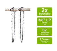 2 Metallo Rigido Catene per Sega Adatto A Shindaiwa A105B 45cm 3/8LP 62TG 1,3mm