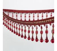 2 Meters Braided Beaded Fringe Trim - Elegant Polyester Tassel Ribbon for Sewing, Curtains, and Home Décor(Red)