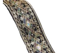 2 metri 45mm corda metallica ricamata con paillettes nastro di pizzo for fai da te fiocco for capelli cappello abbigliamento accessori for cucire(Black)