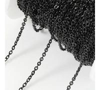 2 metri di catene a maglie in acciaio inossidabile nero da 1,5 mm a forma di O per la creazione di gioielli, accessori fai da te, collane, bracciali, catene fatte a mano - Colore nero - Ogni maglia