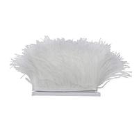 2 metri di nastro con piume di struzzo naturale e soffice per abiti, cucito, artigianato, decorazioni per matrimoni (bianco)