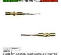 2 Microcontatti Magnetici Ottone Incasso Antifurto Infissi non Ferrosi Allarme