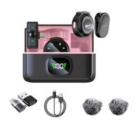 2 microfoni lavalier wireless professionali per iPhone, iPad, Android, con adattatore incluso, riduzione del rumore, plug-play, microfono da bavero per YouTube, registrazione, vlogging, live streaming