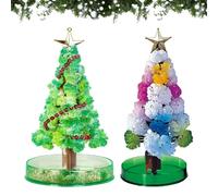 2 mini albero di Natale, albero di Natale magico, albero di Natale magico, albero di carta magica, set di allevamento di cristalli fai da te, kit di scienza per bambini, giocattoli magici, giocattoli
