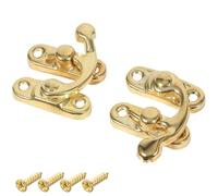 2 Mini Chiusura con Gancio di Chiusura, Chiusura con Gancio Destro del Braccio Oscillante, Chiusura con Gancio Destro Antico con Fibbia A Vite, Adatta per Portagioie in Legno, Scatola Portagioie (Oro)