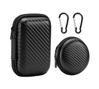 2 mini custodia per cuffie con 2 moschettoni, custodia per cavi dati per cuffie, custodia rigida per auricolari, accessori da viaggio (nero)