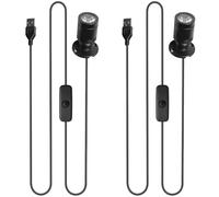 2 mini faretti a LED, 5 V, 3 W, USB, orientabili a 360°, in alluminio, per corridoio, gioielli, vetrine, gallerie, luce bianca calda, 3000 K