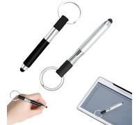 2 mini penne universali touch screen, portachiavi Touch Pen piccolo, metallizzate, adatte per tutti gli smartphone, telefoni cellulari, tablet con touch screen capacitivo (nero, argento)