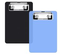 2 mini portablocco, 10,2 x 15,2 cm, mini portablocco con clip, blu e nero, in plastica, per quaderni, uffici, ristoranti, memo, ricevute, elenchi tascabili