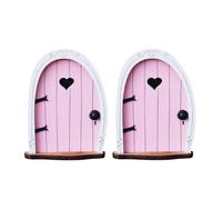 2 mini porte per albero da giardino rosa a strisce rosa, porta delle fate in miniatura 3D per porte di case da favola, terrario bonsai, micro paesaggio, accessori per la decorazione di miniature da