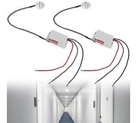 2 mini rilevatori di movimento a infrarossi, portata 2 - 8 m/120°/360°, sensore di movimento PIR da incasso IP20 220 V, sensore di microstruttura con sensore crepuscolare, durata della luce regolabile