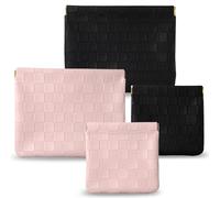 2 mini sacchetti per borsetta, piccola borsa per il trucco per borsa, piccola tasca a chiusura automatica senza cerniera, impermeabile e portatile, adatta per ragazze e donne (nero e rosa), Nero e