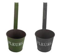 2 mini secchielli sospesi vintage a forma rotonda, in ferro, antiruggine, per