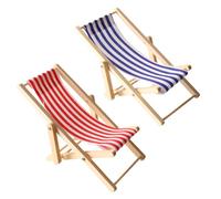 2 mini sedie a sdraio decorative piccole, in miniatura, da spiaggia, mini sedia a sdraio, in miniatura, in miniatura, decorazione fai da te, circa 11 x 6 cm