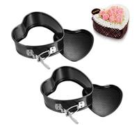 2 mini stampi a forma di cuore, 12 cm, a prova di perdite, in acciaio, con rivestimento antiaderente e rimovibile, per compleanno, matrimonio, casa (a forma di cuore)