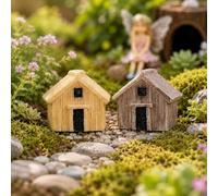 2 mini statuette di casa, accessori decorativi per giardino fiabesco, decorazioni per patio, cortile, scultura all'aperto, decorazioni per regali, vasi, mensole da tavolo, scrivanie, espositori