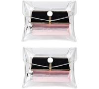 2 mini trousse in PVC trasparente per cosmetici, organizer per cosmetici, con chiusura a scatto, accessori per vacanze, viaggi, borse per organizzare il bagno, Trasparente, Trasparente