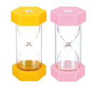 2 Minuti Sabbia Timer,1 Set(2pz)Esagono Piccolo Sabbioso Orologio, Giallo,Rosa