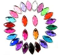 2 misure Acrilico occhio di cavallo Cucire su strass Flatback Acrilico colorato Strass da cucire Pietre sciolte per le donne Vestito B0656-Mix colori, 7X15mm-100PCS