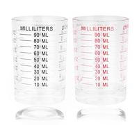2 misurini da 90 ml, misurino da cocktail, misurino da cocktail, in vetro, per cocktail, per cucina, bar, feste, cocktail, tequila, vodka, caffè (nero, rosso)
