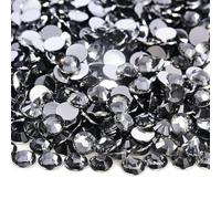 2 mm-6 mm rotondi non hotfix glitter Bling manicure strass argento resina flatback strass colla su perline nail art unghie gemme fai da te-diamante nero-4,0 mm 2000 pezzi