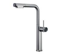 2 Modalità Rubinetto Lavello Cucina, Rubinetto Cucina con Doccetta Estraibile, Doppio beccuccio Miscelatore Cucina, Rotazione a 360°, Maniglia Singola, Lega di Zinco (Grigio canna di fucile)