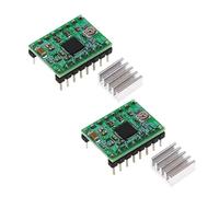 2 moduli driver passo-passo A4988, driver motore passo-passo A4988 16, produzione di macchine SMT, tensione regolabile, con dissipatore di calore, con Arduino Raspberry Pifür incluso (verde)