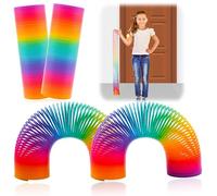 2 molle magiche color arcobaleno, giocattolo a molla elicoidale in plastica da 6,5 cm, colori vivaci, riempitivo per sacchetti regalo, forniture per cestini per feste per bambini