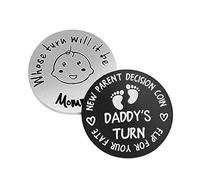 2 monete per la decisione dei nuovi genitori, regalo per la prima volta per mamma, papà, gravidanza, sesso, rivelazione, baby shower, nascita, nuovi genitori, regali per coppie, monete decisionali su