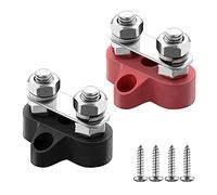 2 morsettiera M8 Dual Terminal Stud a batteria, Power Distribution Terminal Block 12 V-48 V DC per auto, barca marina (rosso e nero)