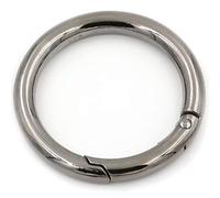 2 moschettoni a scatto rotondi, a molla, portachiavi a molla per fibbie ad anello, Black, 32 mm