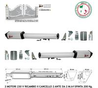 2 MOTORI CANCELLO AUTOMATICO 2 ANTE DA 2 METRI RICAMBIO MOTORI 230 V CORSA 300MM