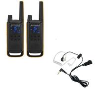 2 Motorola TLKR T82 Extreme e 2 auricolari Bodyguard Walkie-talkie resistente alle intemperie, senza licenza, con lampada a LED, fornito con una