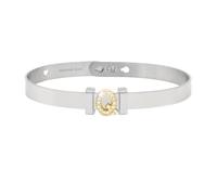 2 Much Jewels Bracciale Componibile Donna in Acciaio Inox - Base Rigida con Charm Lettera, Iniziale Nome, con Zirconi Gold - Idea Regalo (lettera Q)