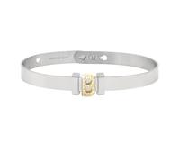 2 Much Jewels Bracciale Componibile Donna in Acciaio Inox - Base Rigida con Charm Lettera, Iniziale Nome, con Zirconi Gold - Idea Regalo (lettera B)