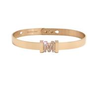 2 Much Jewels Bracciale Componibile Donna in Acciaio Inox Rose Gold - Base Rigida con Charm Lettera, Iniziale Nome, con Zirconi Rose Gold - Idea Regalo (lettera M)