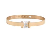 2 Much Jewels Bracciale Componibile Donna in Acciaio Inox Rose Gold - Base Rigida con Charm Lettera Iniziale con Zirconi Brillanti - Gioiello Personalizzato - Idea Regalo (lettera E)