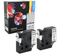 2 Nastri 45020 bianco su trasparente 12mm x 7m Etichette compatibili per DYMO LabelManager LM 100 150 160 200 210D 260 280 300 350 350D 360D 400 420P 450 500TS PC PC2 PnP LabelWriter LW 400 450 Duo