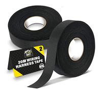 2 nastri per cablaggio per auto, moto ed elettricità, 20 m, nastro adesivo e resistente al calore, nastro in tessuto nero, nastro adesivo per cablaggio per auto, nastro per cablaggio