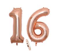 2 numero di palloncini 16,number 16 palloncino oro rosa ragazza,40 "palloncino gonfiabile di elio in figurine,palloncino gigante per la decorazione della festa di compleanno, promenade (xxxl 100cm)