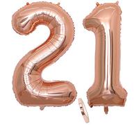 2 Numero di Palloncini 21,Numero 21 Compleanno Decorazione Oro Rosa Ragazza,40" Palloncino a Foglio di Elio Gonfiabile,Happy Birthday Party Palloncino Gigante Prom Festa Party(XXXL 100cm)