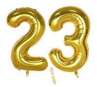2 Numero di Palloncini 23, Numeri 23 Anni Compleanno Decorazioni Oro Maschio Bambino Uomo Donna Ragazzo,XXXL 100cm Gigante Foil Elio Palloncino Gonfiabile Balloons Happy Birthday Matrimonio Festa
