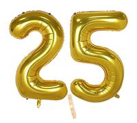 2 Numero di Palloncini 25, Numeri 25 Anni Compleanno Decorazioni Oro Maschio Bambino Uomo Donna Ragazzo,XXXL 100cm Gigante Foil Elio Palloncino Gonfiabile Balloons Happy Birthday Matrimonio Festa