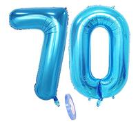 2 Numero di Palloncini 70, Numeri 70 Anni Compleanno Decorazioni Blu Maschio Uomo Donna,XXXL 100cm blue Gigante giovani Foil Elio Palloncino Gonfiabile Balloons Happy Birthday Matrimonio Festa
