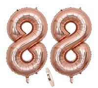 2 Numero di Palloncini 88, Numeri 88 Anni Compleanno Decorazioni Oro Rosa Donna Ragazza, Rose Gold Grandi Gigante Foil Elio Palloncino Gonfiabile Balloons Happy Birthday Matrimonio Festa (XXXL 100cm)