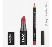 2 NYX Opaco Rossetto 15 Spuma Caviale + Sottile Matita per Labbra 860 Cucù
