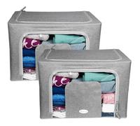 [2 o 4] Scatole armadio 50x40x33 cm Tessuto GRIGIO con Capacità 66 Litri - 1792