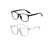 2 occhiali con luce blu per alleviare l'affaticamento degli occhi, occhiali leggeri da uomo, alla moda per ufficio, scuola e uso quotidiano, vetro bluelight per uomini e donne (nero e grigio