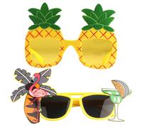 2 occhiali da festa, occhiali divertenti per adulti, occhiali da sole divertenti per feste, decorazioni per feste hawaiane, occhiali da sole tropicali (ananas fenicottero)