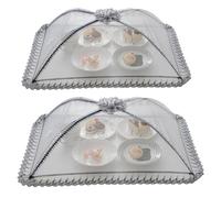 2 ombrelloni per alimenti, 50 x 70 cm, in rete, riutilizzabili, pieghevoli, per picnic all'aperto, per tenere lontane mosche, insetti, zanzare